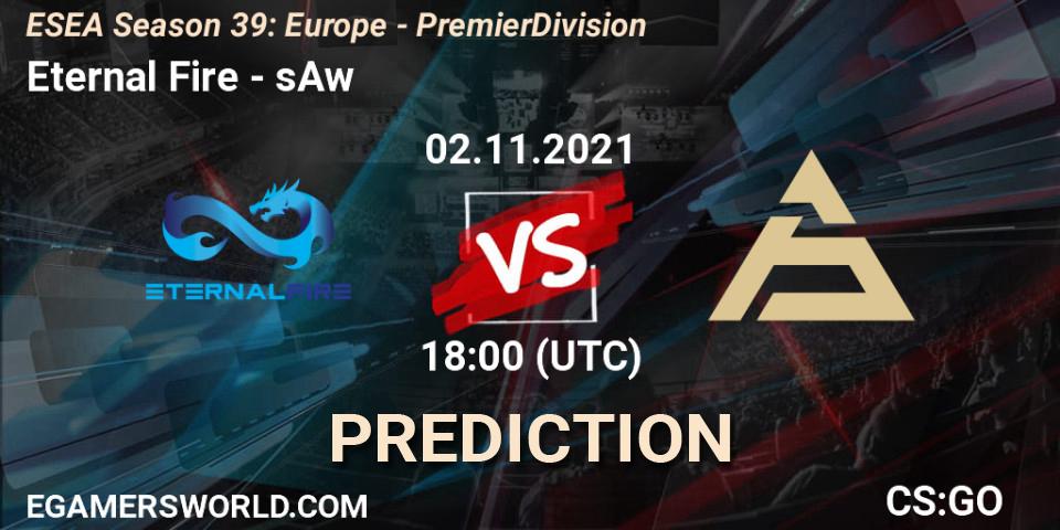 Eternal Fire contre sAw : prédiction de match. 02.11.21. CS2 (CS:GO), ESEA Season 39: Europe - Premier Division