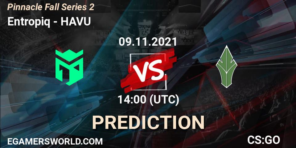 Entropiq contre HAVU : prédiction de match. 09.11.2021 at 14:05. Counter-Strike (CS2), Pinnacle Fall Series #2