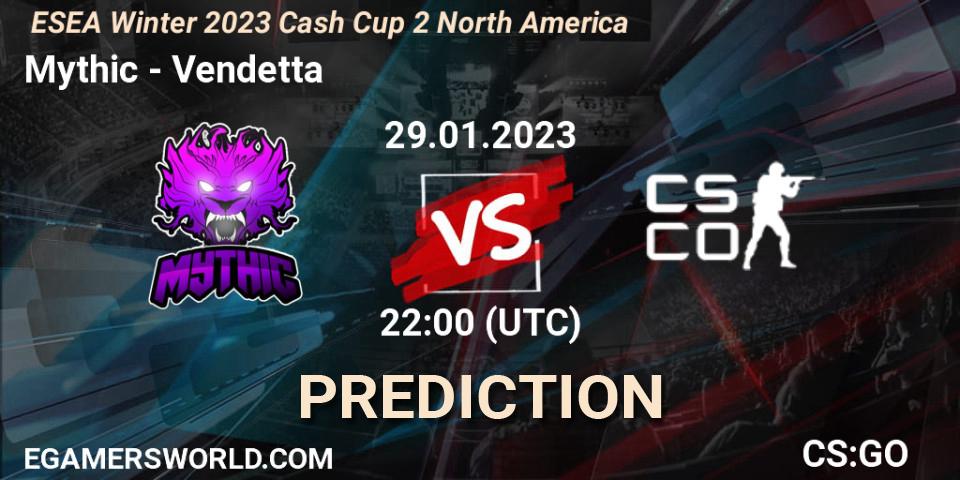 Mythic contre Vendetta : prédiction de match. 29.01.23. CS2 (CS:GO), ESEA Cash Cup: North America - Winter 2023 #2