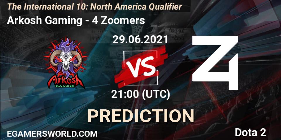 Arkosh Gaming contre 4 Zoomers : prédiction de match. 01.07.2021 at 00:48. Dota 2, The International 10: North America Qualifier