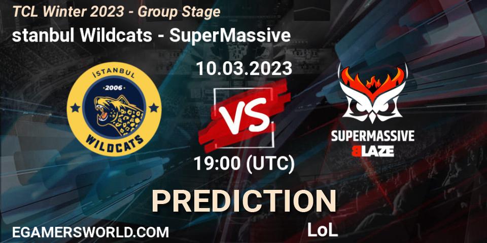 İstanbul Wildcats contre SuperMassive : prédiction de match. 17.03.2023 at 19:00. LoL, TCL Winter 2023 - Group Stage