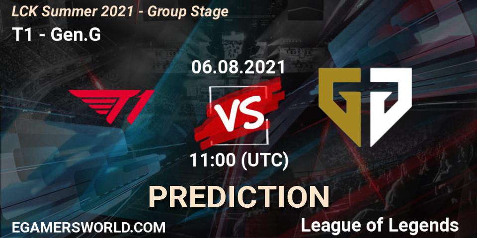T1 contre Gen.G : prédiction de match. 06.08.2021 at 11:35. LoL, LCK Summer 2021 - Group Stage