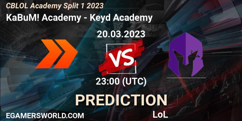 KaBuM! Academy contre Keyd Academy : prédiction de match. 20.03.2023 at 23:00. LoL, CBLOL Academy Split 1 2023