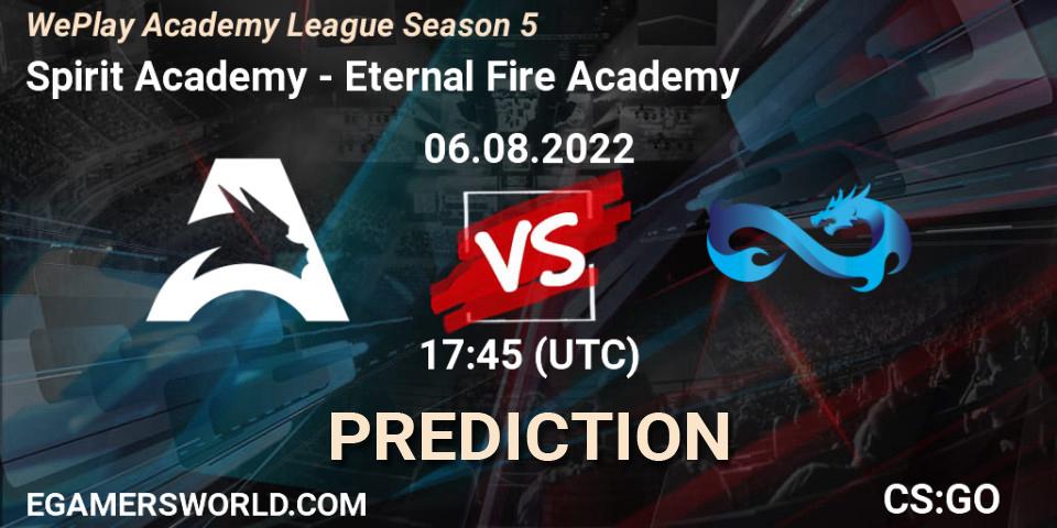 Spirit Academy contre Eternal Fire Academy : prédiction de match. 06.08.22. CS2 (CS:GO), WePlay Academy League Season 5