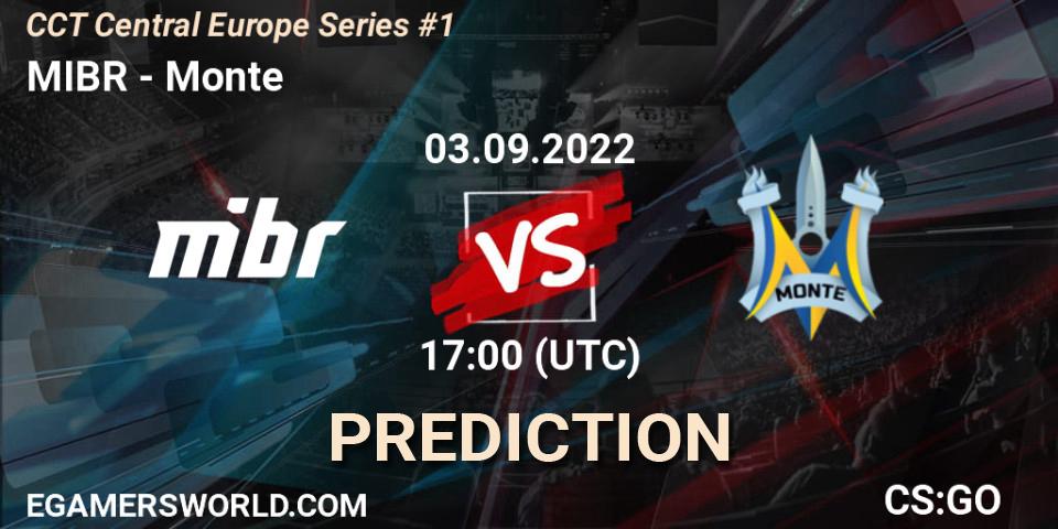 MIBR contre Monte : prédiction de match. 03.09.2022 at 14:00. Counter-Strike (CS2), CCT Central Europe Series #1