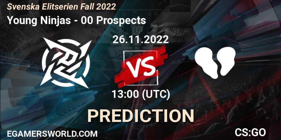 Young Ninjas contre 00 Prospects : prédiction de match. 26.11.22. CS2 (CS:GO), Svenska Elitserien Fall 2022
