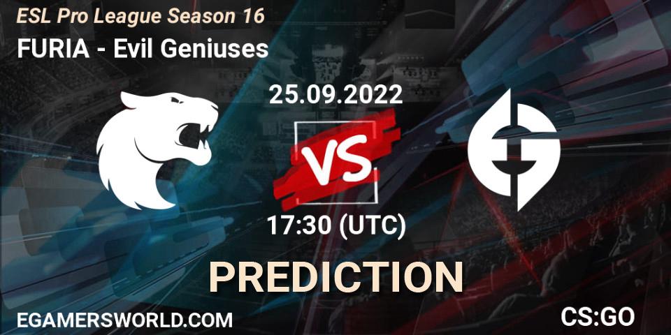FURIA contre Evil Geniuses : prédiction de match. 25.09.22. CS2 (CS:GO), ESL Pro League Season 16