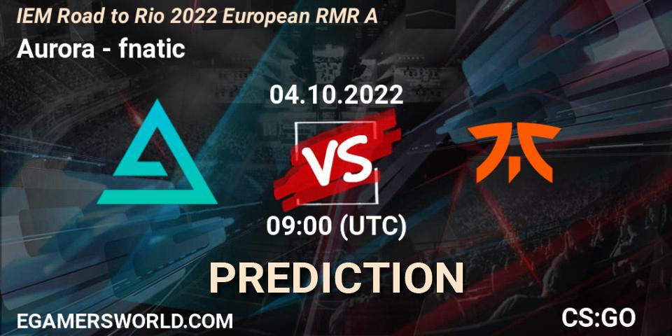 Aurora contre fnatic : prédiction de match. 04.10.22. CS2 (CS:GO), IEM Road to Rio 2022 European RMR A