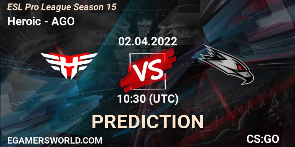 Heroic contre AGO : prédiction de match. 02.04.22. CS2 (CS:GO), ESL Pro League Season 15