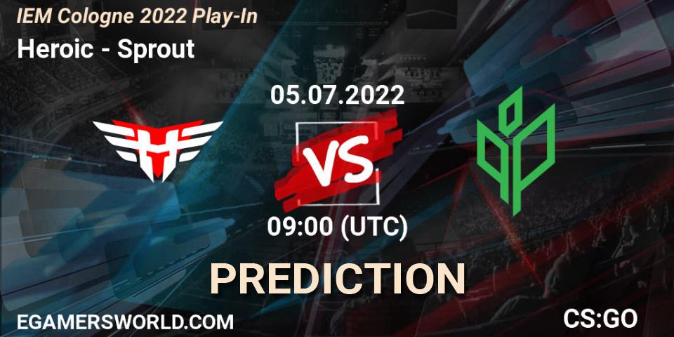 Heroic contre Sprout : prédiction de match. 05.07.2022 at 09:00. Counter-Strike (CS2), IEM Cologne 2022 Play-In