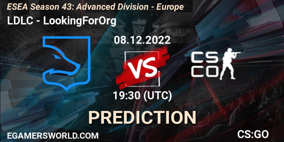 LDLC contre LookingForOrg : prédiction de match. 08.12.22. CS2 (CS:GO), ESEA Season 43: Advanced Division - Europe