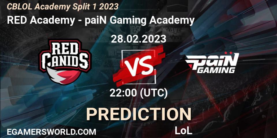 RED Academy contre paiN Gaming Academy : prédiction de match. 28.02.2023 at 22:00. LoL, CBLOL Academy Split 1 2023