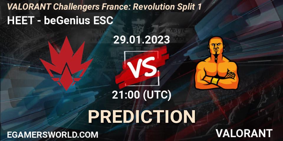 HEET contre beGenius ESC : prédiction de match. 29.01.23. VALORANT, VALORANT Challengers 2023 France: Revolution Split 1