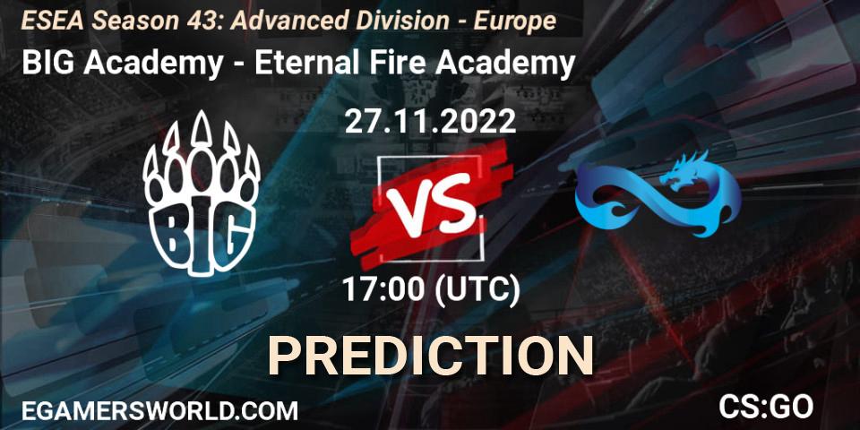 BIG Academy contre Eternal Fire Academy : prédiction de match. 27.11.22. CS2 (CS:GO), ESEA Season 43: Advanced Division - Europe