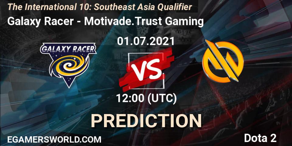 Galaxy Racer contre Motivade.Trust Gaming : prédiction de match. 01.07.2021 at 12:04. Dota 2, The International 10: Southeast Asia Qualifier