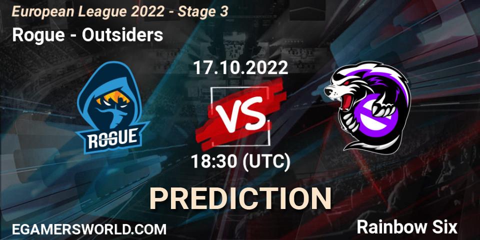 Rogue contre Outsiders : prédiction de match. 17.10.22. Rainbow Six, European League 2022 - Stage 3