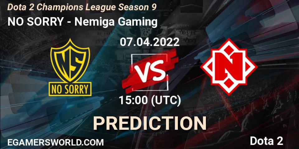 NO SORRY contre Nemiga Gaming : prédiction de match. 07.04.2022 at 15:01. Dota 2, Dota 2 Champions League Season 9