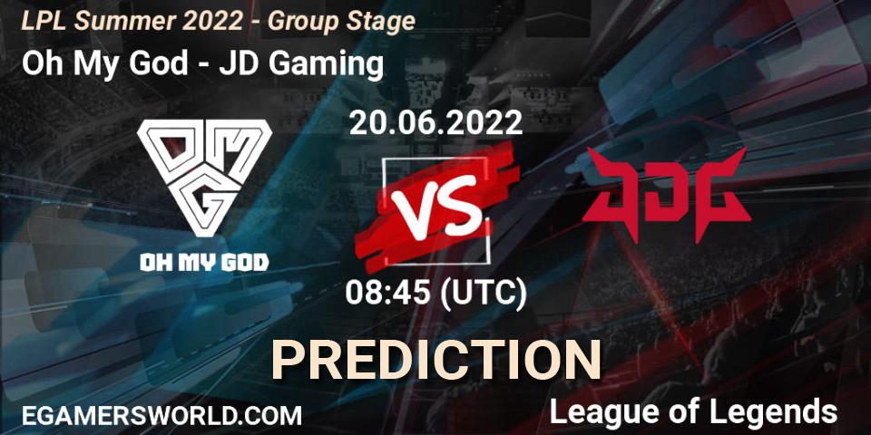 Oh My God contre JD Gaming : prédiction de match. 20.06.2022 at 09:00. LoL, LPL Summer 2022 - Group Stage