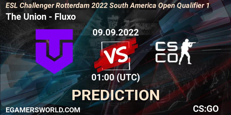 The Union contre Fluxo : prédiction de match. 09.09.2022 at 01:00. Counter-Strike (CS2), ESL Challenger Rotterdam 2022 South America Open Qualifier 1