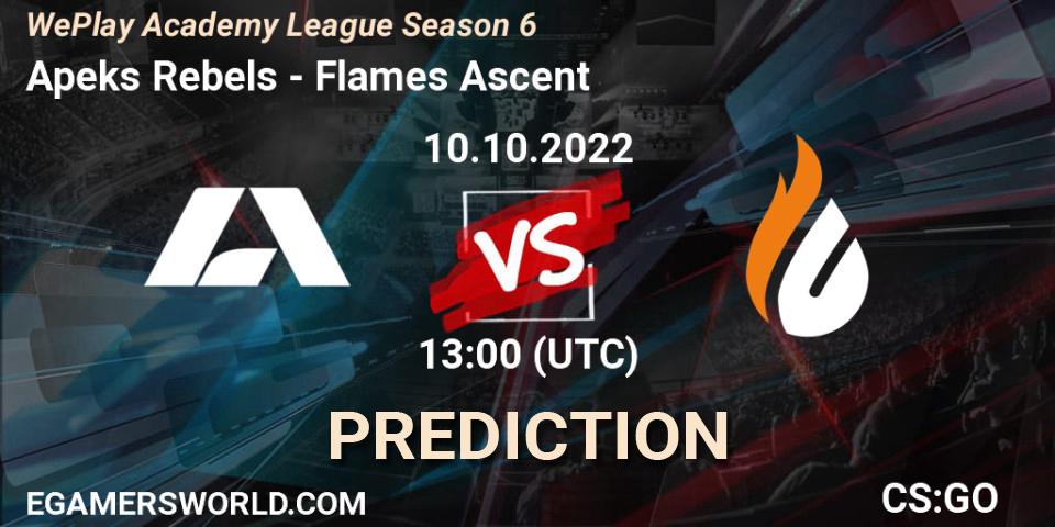 Apeks Rebels contre Flames Ascent : prédiction de match. 12.10.22. CS2 (CS:GO), WePlay Academy League Season 6