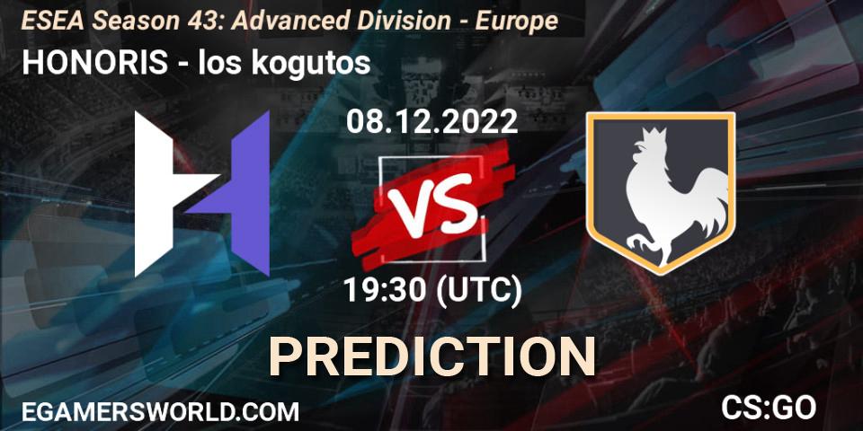 HONORIS contre los kogutos : prédiction de match. 08.12.22. CS2 (CS:GO), ESEA Season 43: Advanced Division - Europe
