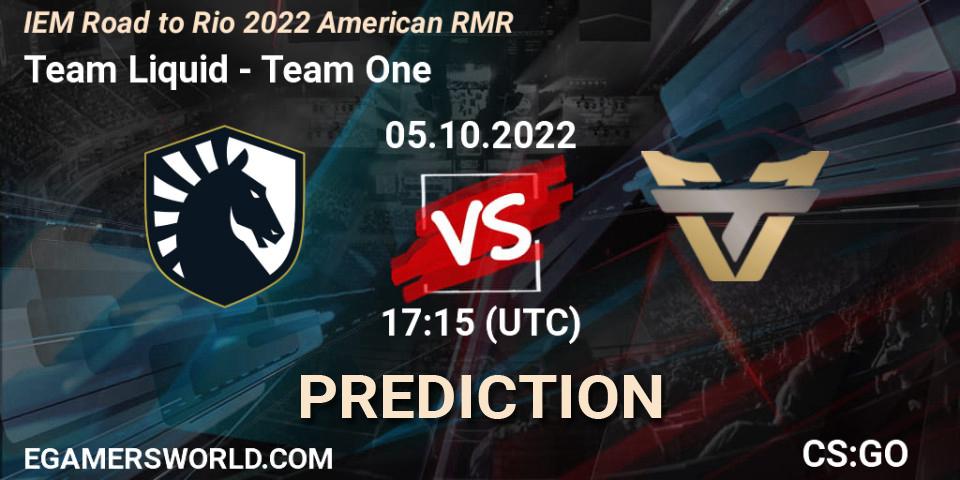 Team Liquid contre Team One : prédiction de match. 05.10.22. CS2 (CS:GO), IEM Road to Rio 2022 American RMR