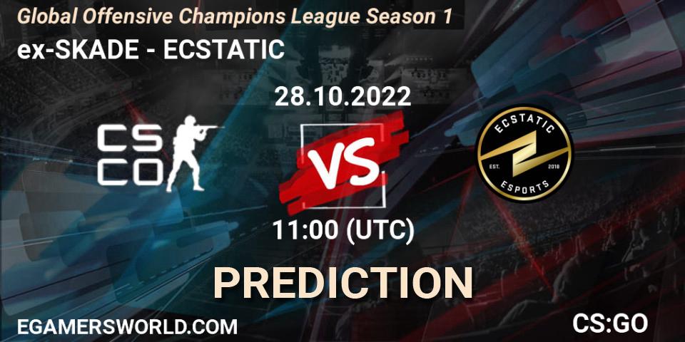 ex-SKADE contre ECSTATIC : prédiction de match. 28.10.2022 at 11:00. Counter-Strike (CS2), Global Offensive Champions League Season 1