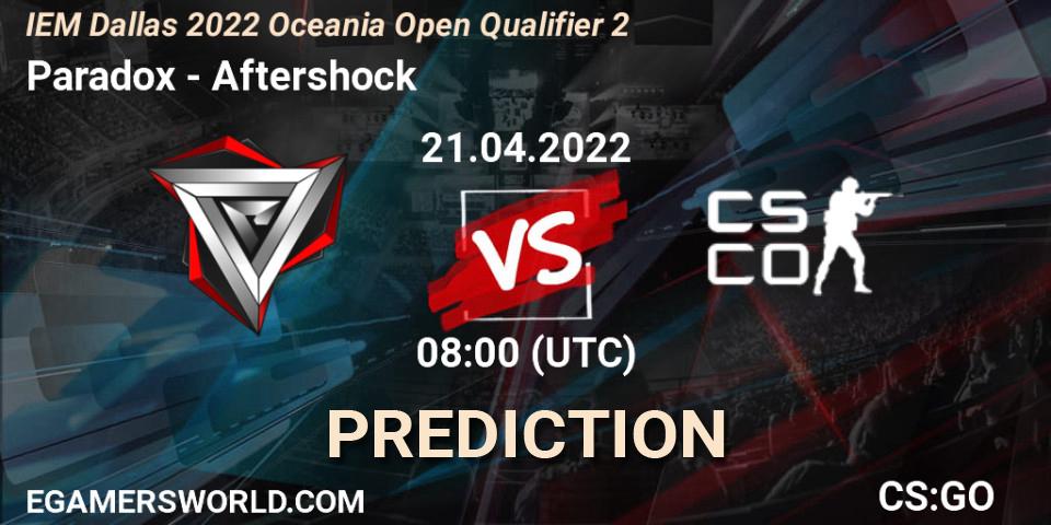 Paradox contre Aftershock : prédiction de match. 21.04.22. CS2 (CS:GO), IEM Dallas 2022 Oceania Open Qualifier 2