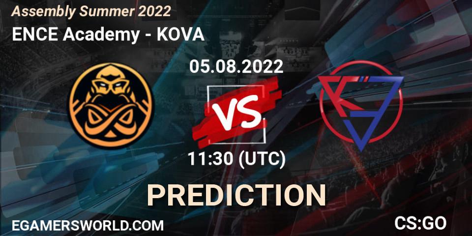 ENCE Academy contre KOVA : prédiction de match. 05.08.2022 at 11:30. Counter-Strike (CS2), Assembly Summer 2022