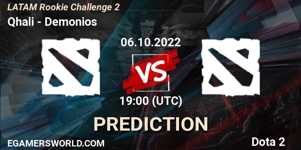 Qhali contre Demonios : prédiction de match. 06.10.2022 at 19:11. Dota 2, LATAM Rookie Challenge 2