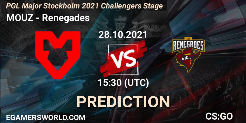MOUZ contre Renegades : prédiction de match. 28.10.21. CS2 (CS:GO), PGL Major Stockholm 2021 Challengers Stage