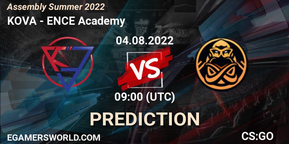 KOVA contre ENCE Academy : prédiction de match. 04.08.2022 at 09:00. Counter-Strike (CS2), Assembly Summer 2022