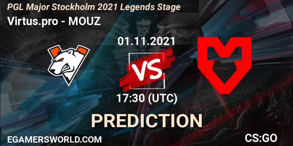 Virtus.pro contre MOUZ : prédiction de match. 01.11.21. CS2 (CS:GO), PGL Major Stockholm 2021 Legends Stage