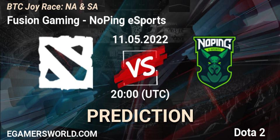 Fusion Gaming contre NoPing eSports : prédiction de match. 11.05.2022 at 20:20. Dota 2, BTC Joy Race: NA & SA