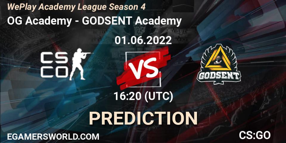 OG Academy contre GODSENT Academy : prédiction de match. 01.06.2022 at 16:40. Counter-Strike (CS2), WePlay Academy League Season 4