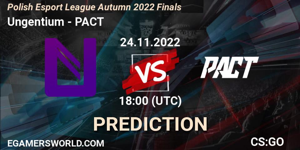 Ungentium contre PACT : prédiction de match. 24.11.2022 at 18:05. Counter-Strike (CS2), ESL Mistrzostwa Polski Autumn 2022