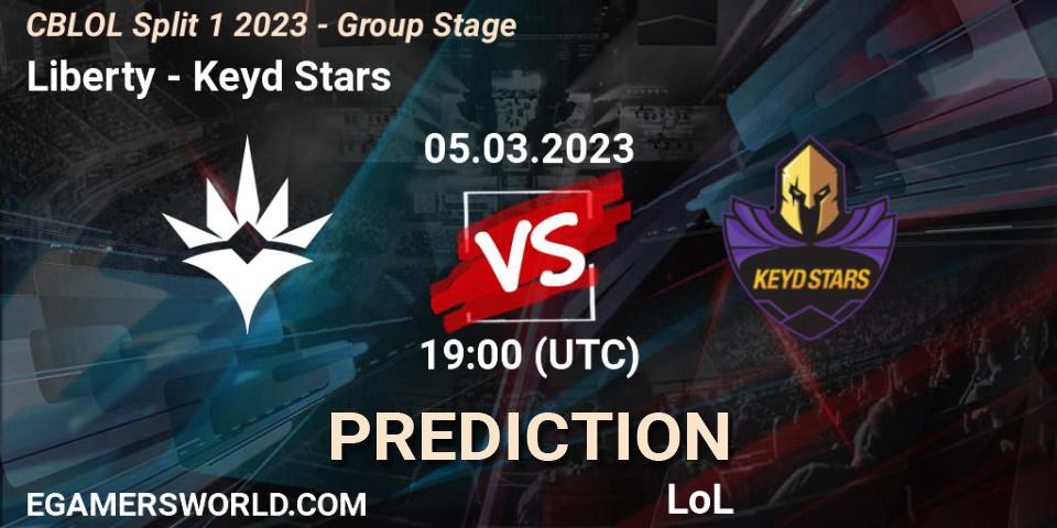 Liberty contre Keyd Stars : prédiction de match. 05.03.23. LoL, CBLOL Split 1 2023 - Group Stage