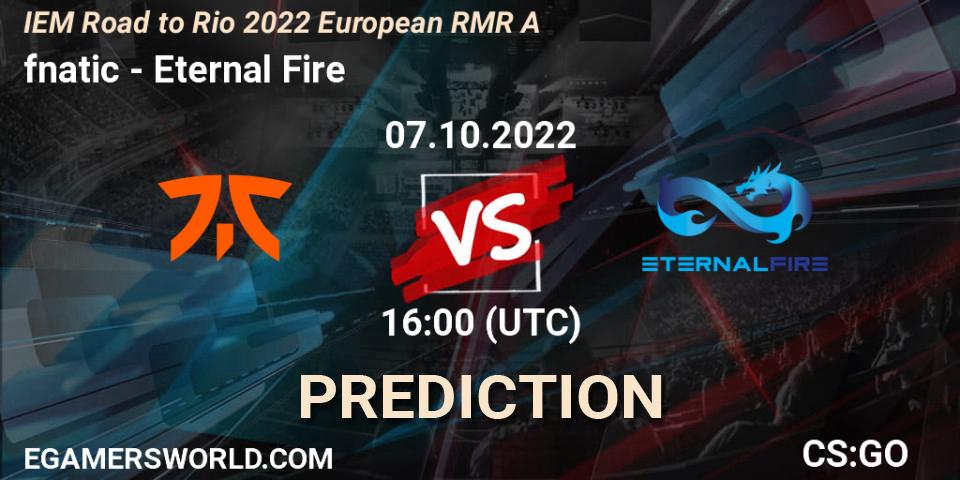 fnatic contre Eternal Fire : prédiction de match. 07.10.22. CS2 (CS:GO), IEM Road to Rio 2022 European RMR A