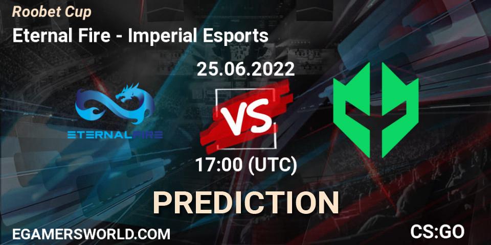 Eternal Fire contre Imperial Esports : prédiction de match. 25.06.2022 at 17:00. Counter-Strike (CS2), Roobet Cup