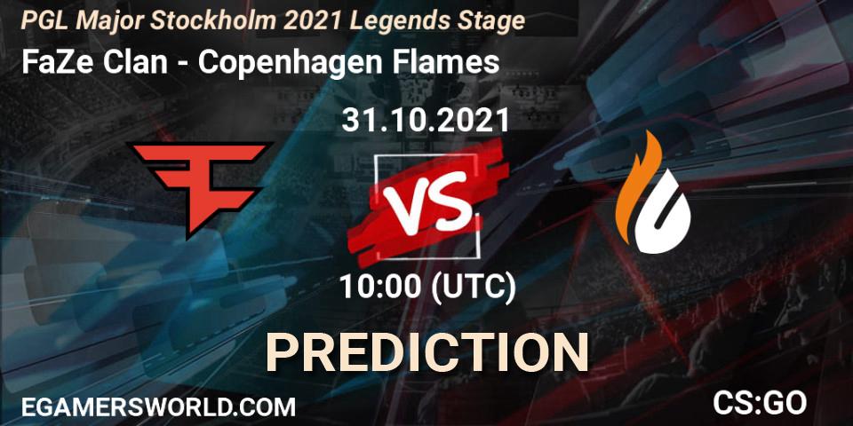 FaZe Clan contre Copenhagen Flames : prédiction de match. 31.10.2021 at 10:05. Counter-Strike (CS2), PGL Major Stockholm 2021 Legends Stage