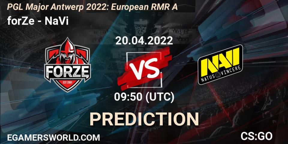 forZe contre NaVi : prédiction de match. 20.04.2022 at 11:00. Counter-Strike (CS2), PGL Major Antwerp 2022: European RMR A