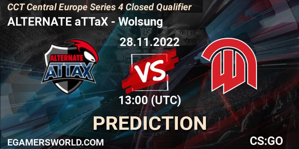 ALTERNATE aTTaX contre Wolsung : prédiction de match. 28.11.22. CS2 (CS:GO), CCT Central Europe Series 4 Closed Qualifier