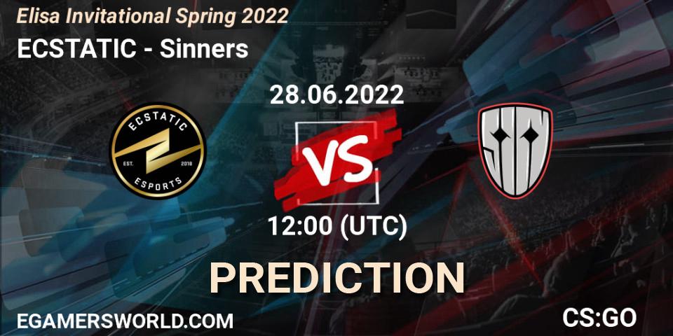 ECSTATIC contre Sinners : prédiction de match. 28.06.2022 at 12:00. Counter-Strike (CS2), Elisa Invitational Spring 2022