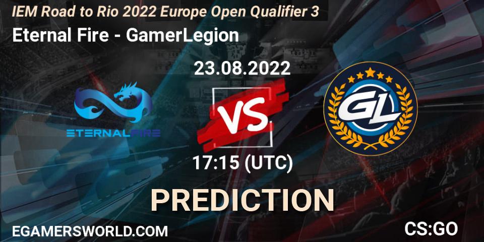 Eternal Fire contre GamerLegion : prédiction de match. 23.08.2022 at 17:15. Counter-Strike (CS2), IEM Road to Rio 2022 Europe Open Qualifier 3