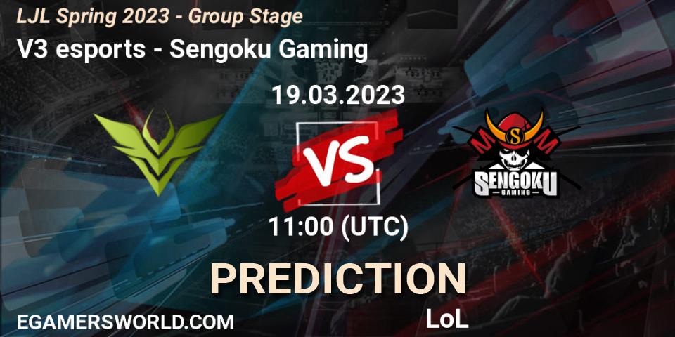 V3 esports contre Sengoku Gaming : prédiction de match. 19.03.23. LoL, LJL Spring 2023 - Group Stage