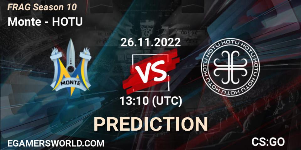 Monte contre HOTU : prédiction de match. 26.11.22. CS2 (CS:GO), FRAG Season 10