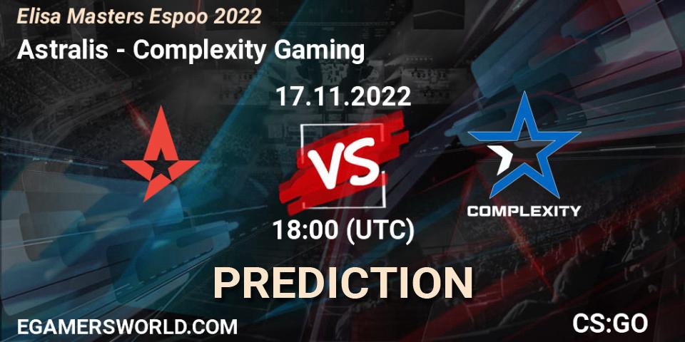 Astralis contre Complexity Gaming : prédiction de match. 17.11.22. CS2 (CS:GO), Elisa Masters Espoo 2022