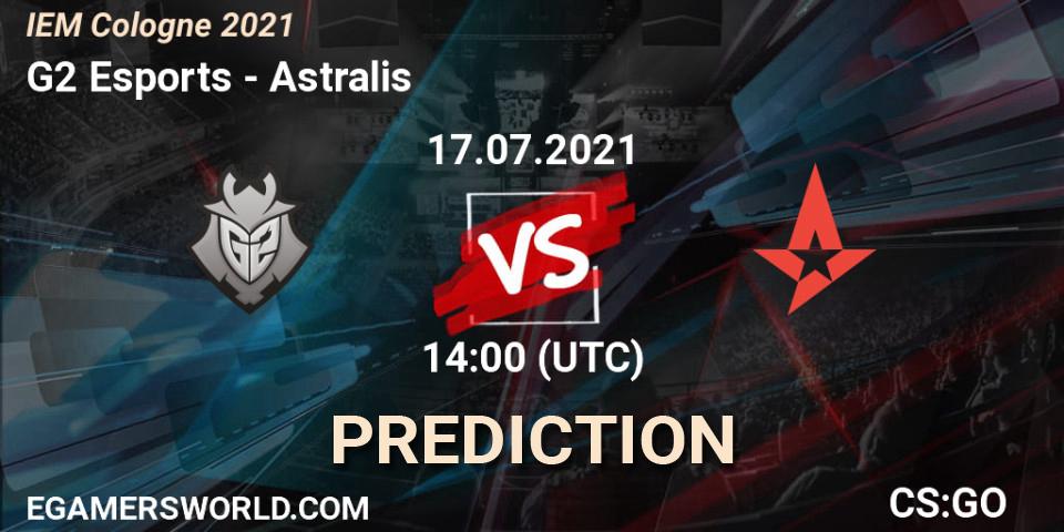 G2 Esports contre Astralis : prédiction de match. 17.07.2021 at 14:00. Counter-Strike (CS2), IEM Cologne 2021