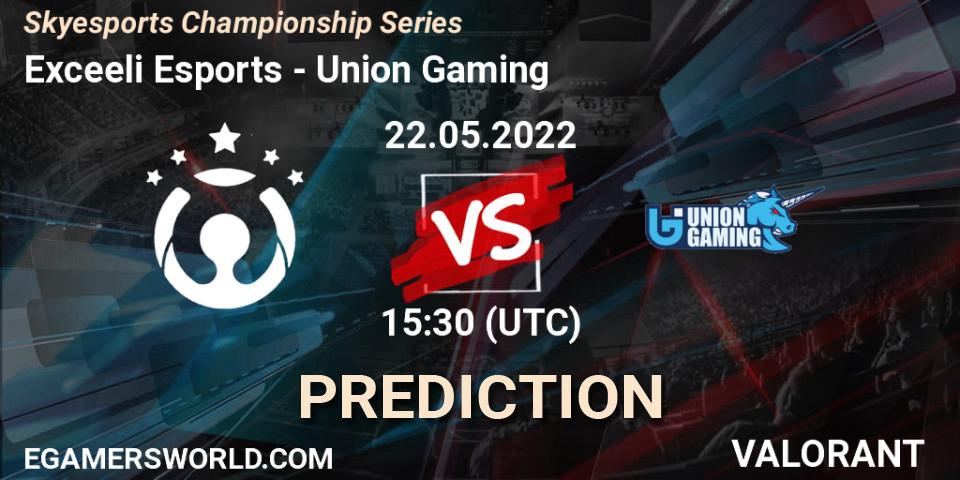 Exceeli Esports contre Union Gaming : prédiction de match. 22.05.2022 at 15:30. VALORANT, Skyesports Championship Series