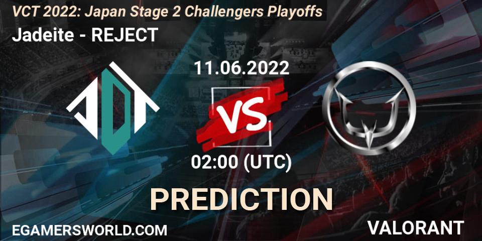 Jadeite contre REJECT : prédiction de match. 11.06.22. VALORANT, VCT 2022: Japan Stage 2 Challengers Playoffs
